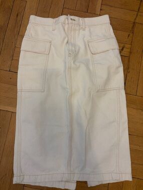 Banana Republic Cream Midi Skirt with Patch Pockets
